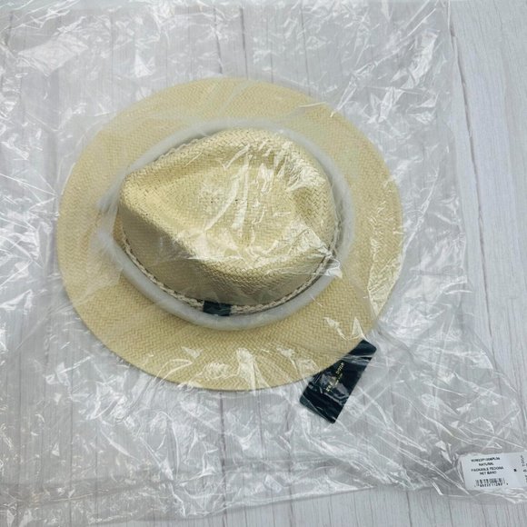 NWT Rag & Bone Packable Net Band Fedora Straw Hat Size M Retail $225 main image 4
